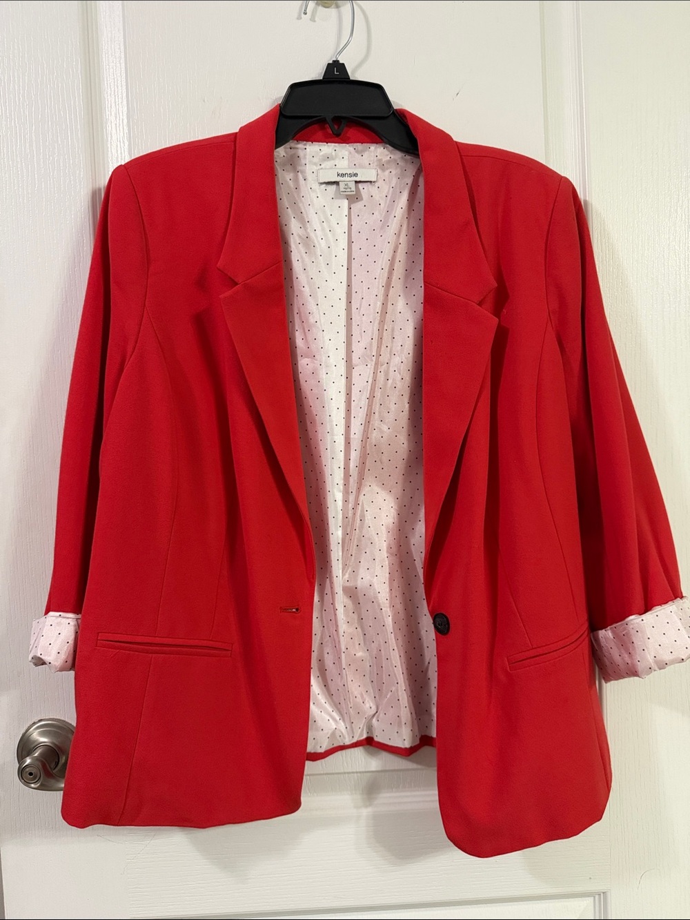 Kensie Red Women's Blazer with Polka Dot Lining Size XL